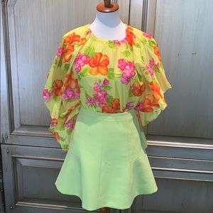 Neon green J Crew mini skirt size 6